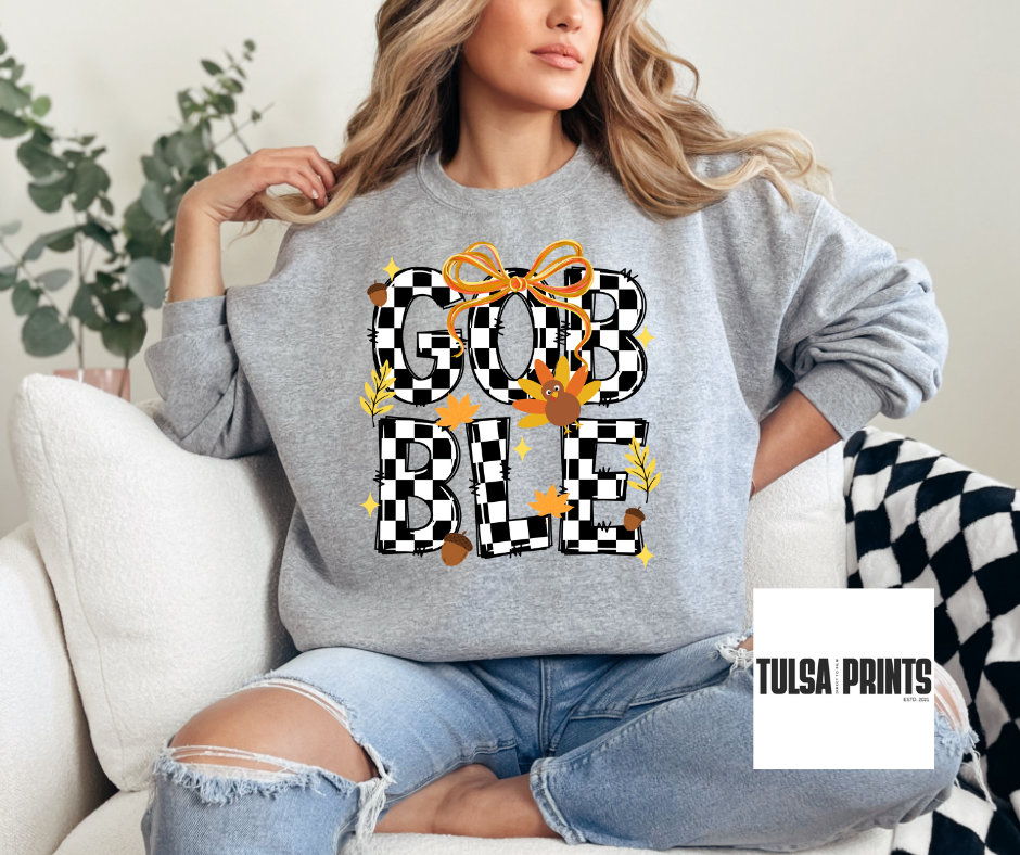 DTF CHECKERED GOBBLE BOW TRANSFER
