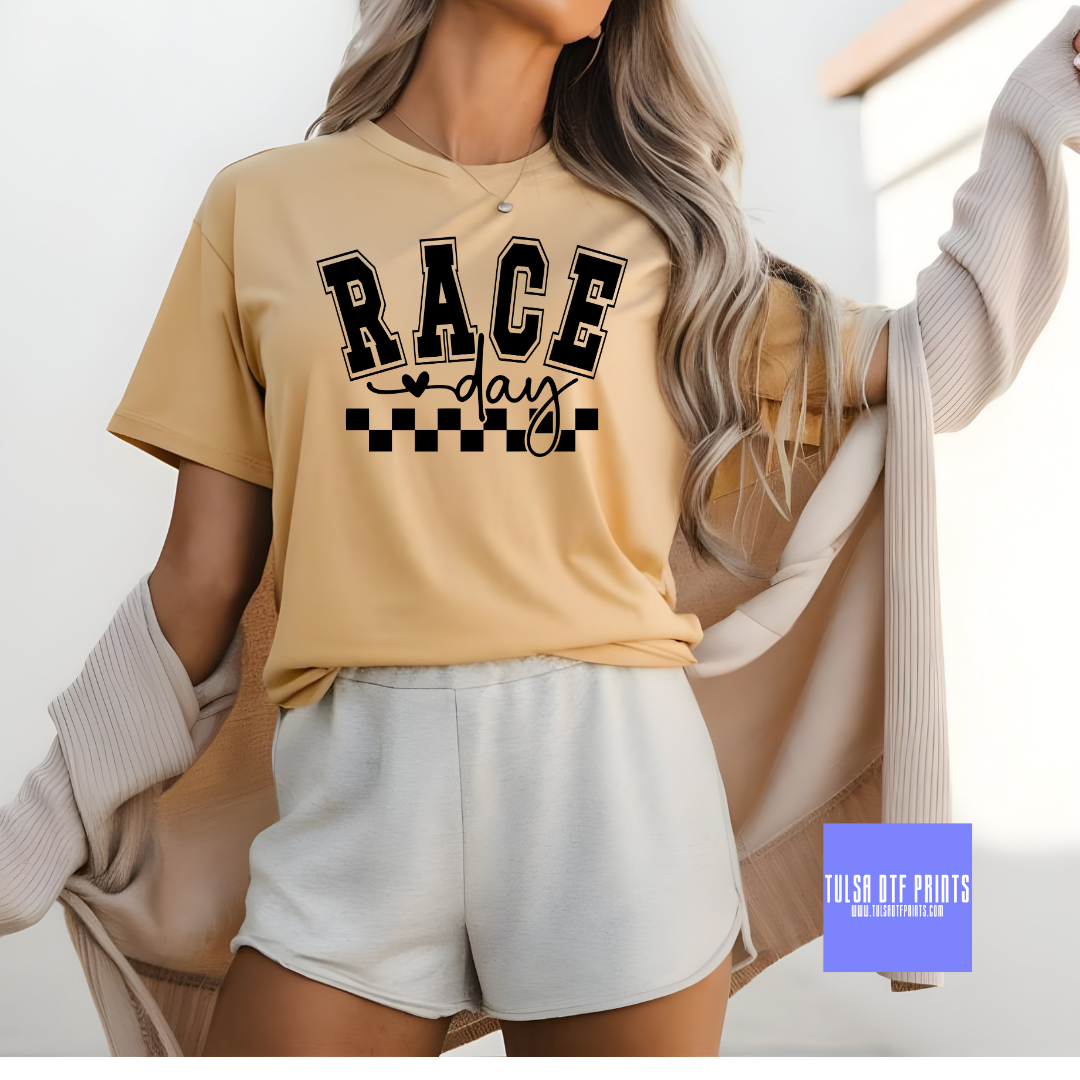 DTF RACE DAY CHECKERED SIMPLE VARSITY BLACK/WHITE TRANSFER