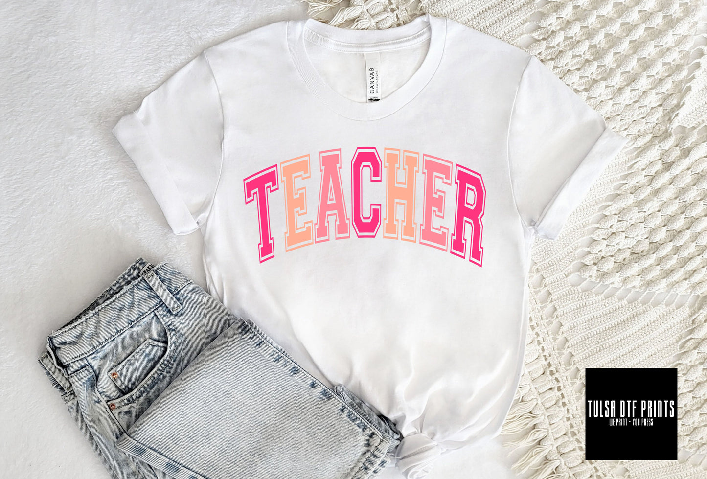 DTF TEACHER RETRO TEXT TRANSFER
