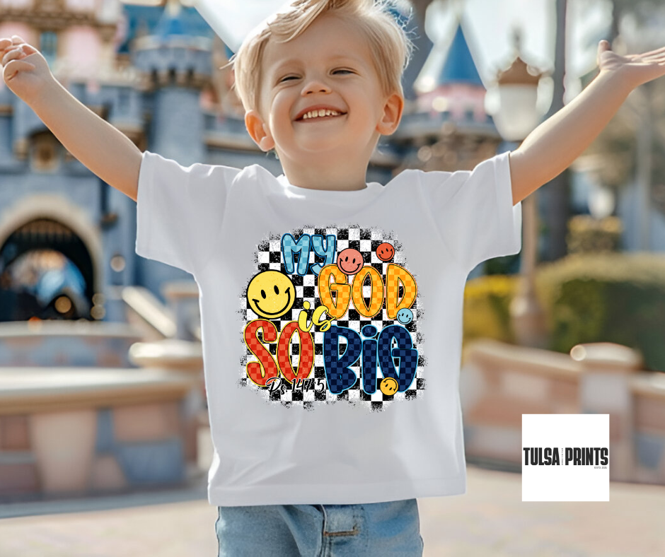 DTF RETRO MY GOD IS SO BIG CHECKERED TRANSFER