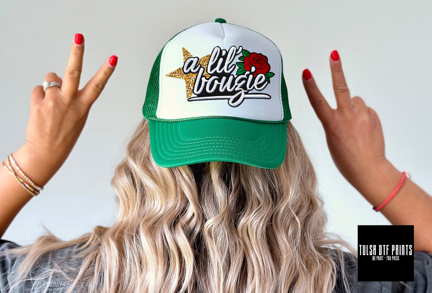 DTF A LIL' BOUGIE FAUX HAT PATCH TRANSFER