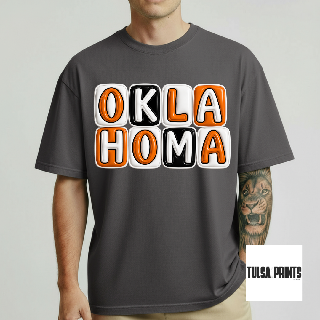 DTF OKLAHOMA 3D LETTERS (2 OPTIONS AVAIL.) TRANSFER