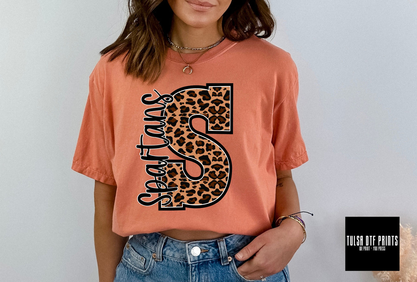 DTF SPARTANS LEOPARD PRINT MASCOT TRANSFER
