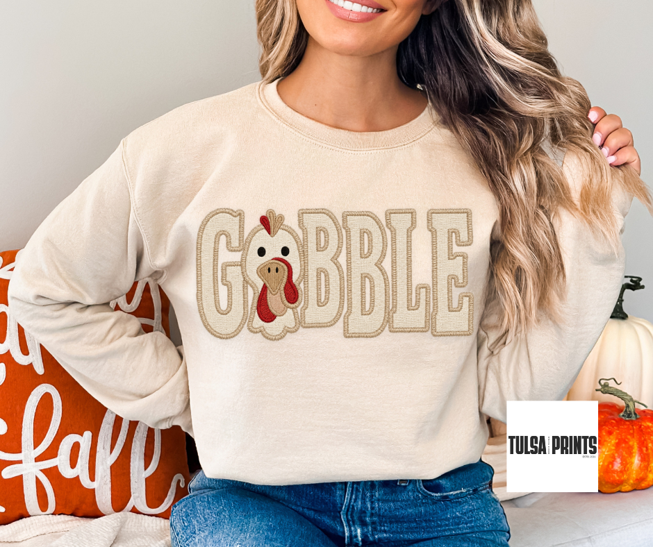 DTF GOBBLE FAUX EMBROIDERED TRANSFER