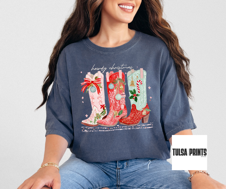 DTF CHRISTMAS COWBOY BOOTS TRANSFER