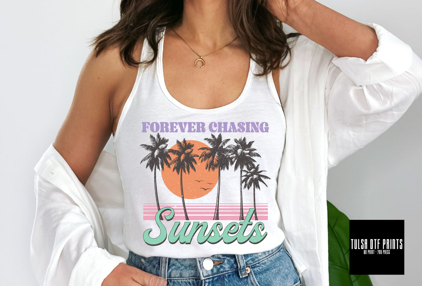 DTF FOREVER CHASING SUNSET VINTAGE TRANSFER