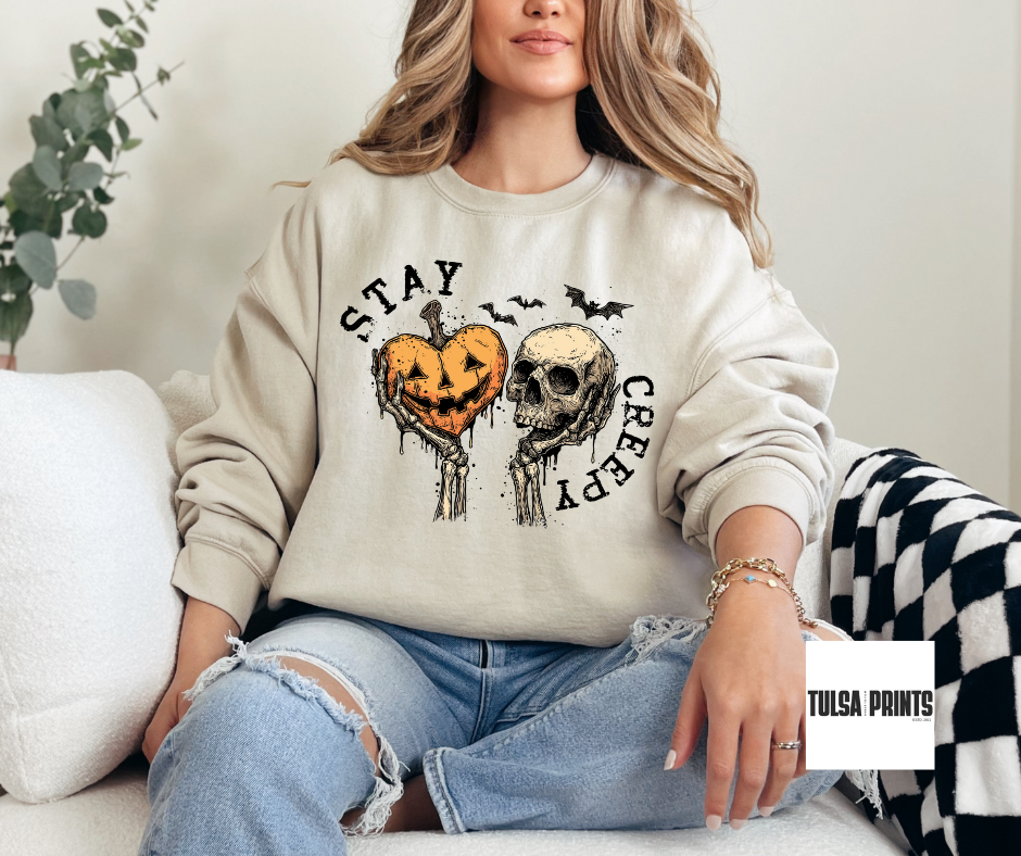 DTF STAY CREEPY PUMPKIN HEART TRANSFER