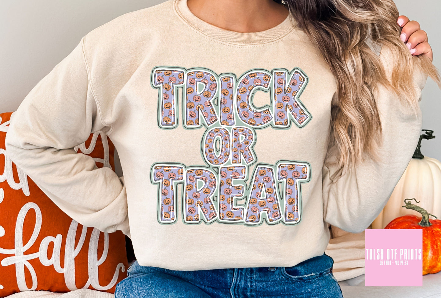 DTF TRICK OR TREAT PUMPKIN LETTERS TRANSFER