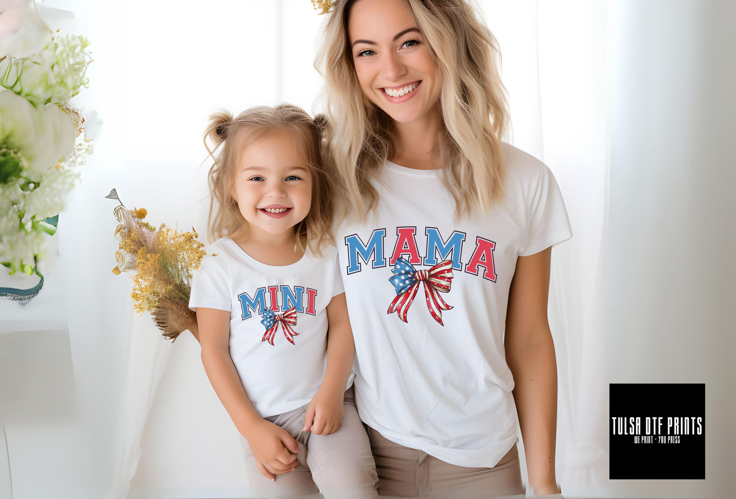 DTF MINI 4TH OF JULY BOW TRANSFER