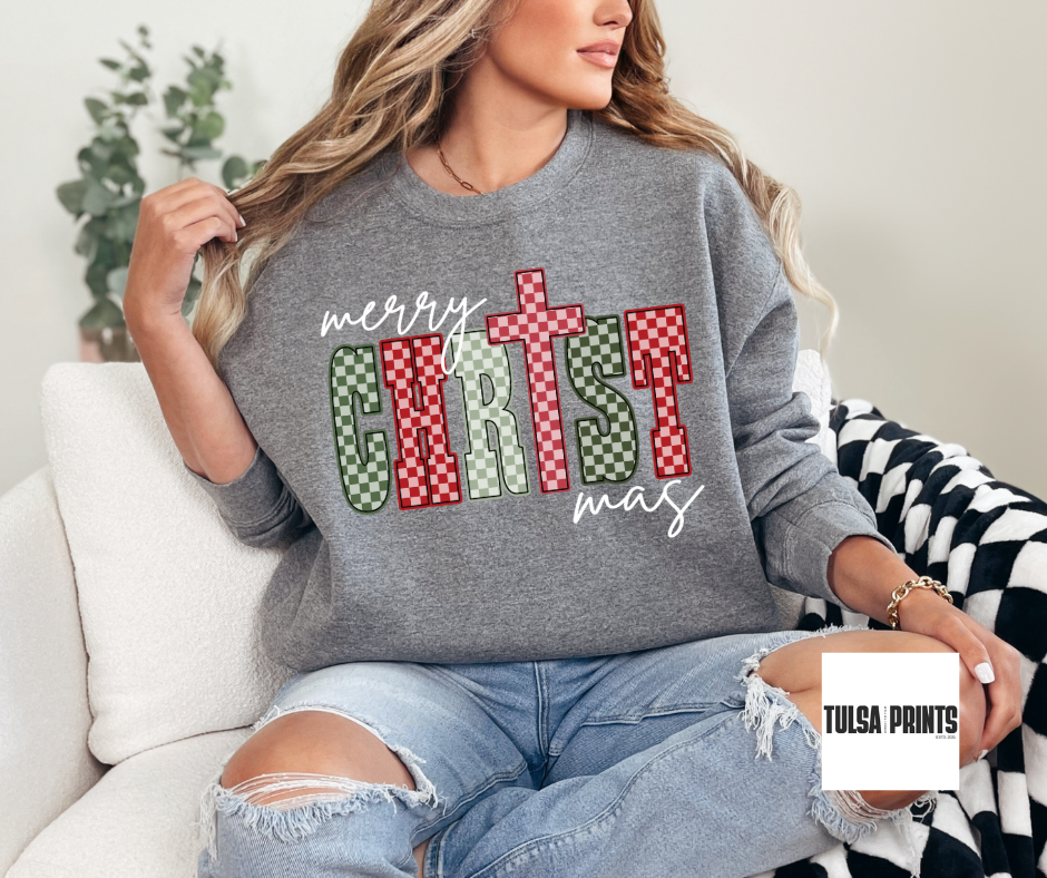 DTF CHECKERED MERRY CHRIST-MAS TRANSFER