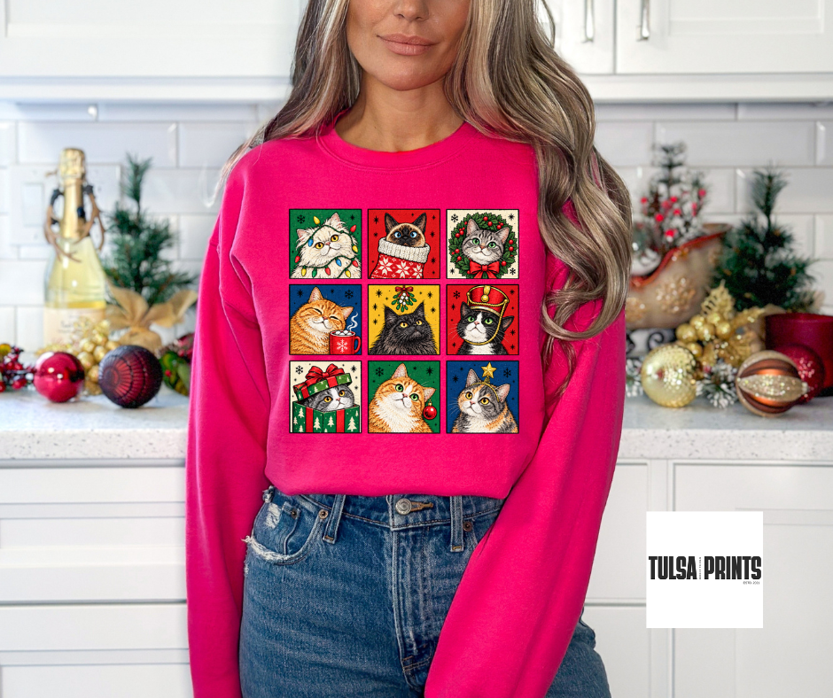 DTF FESTIVE CATS TRANSFER