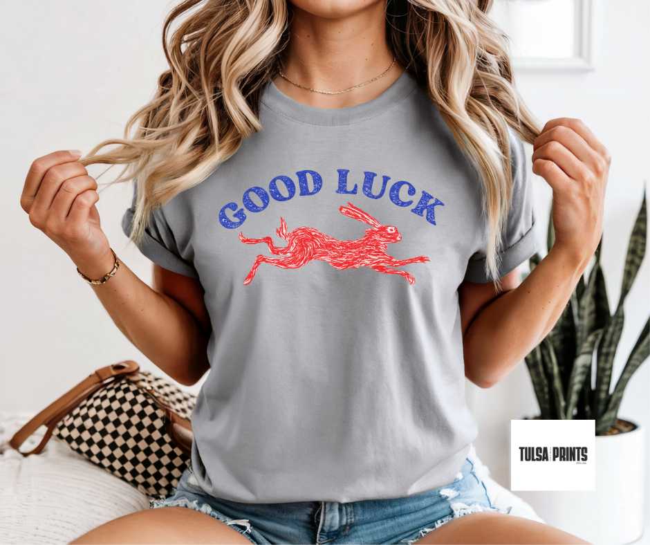 DTF GOOD LUCK RED TRANSFER