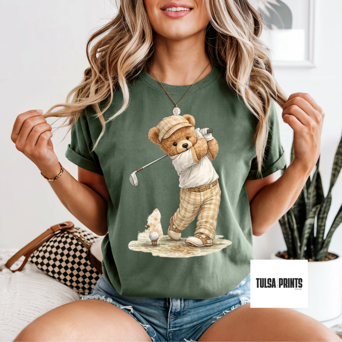 DTF GOLFING TEDDY BEAR TRANSFER