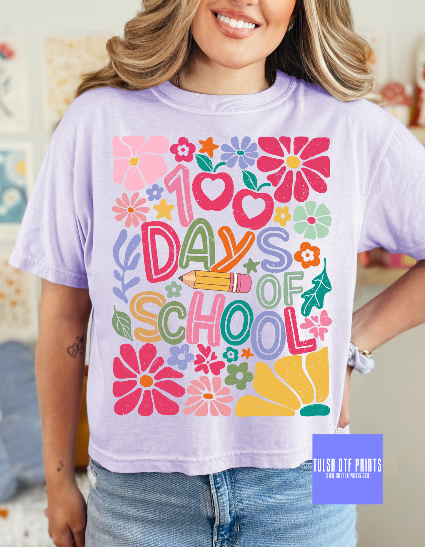 DTF 100 DAYS BOHO FLORAL TRANSFER