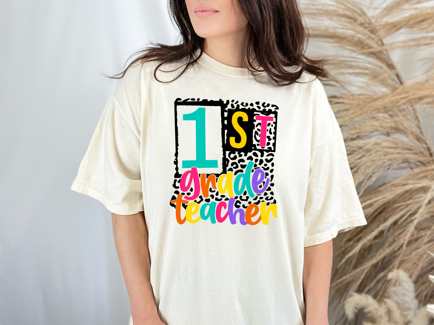 DTF FIRST GRADE TEACHER FUN LEOPARD PRINT TRANSFER