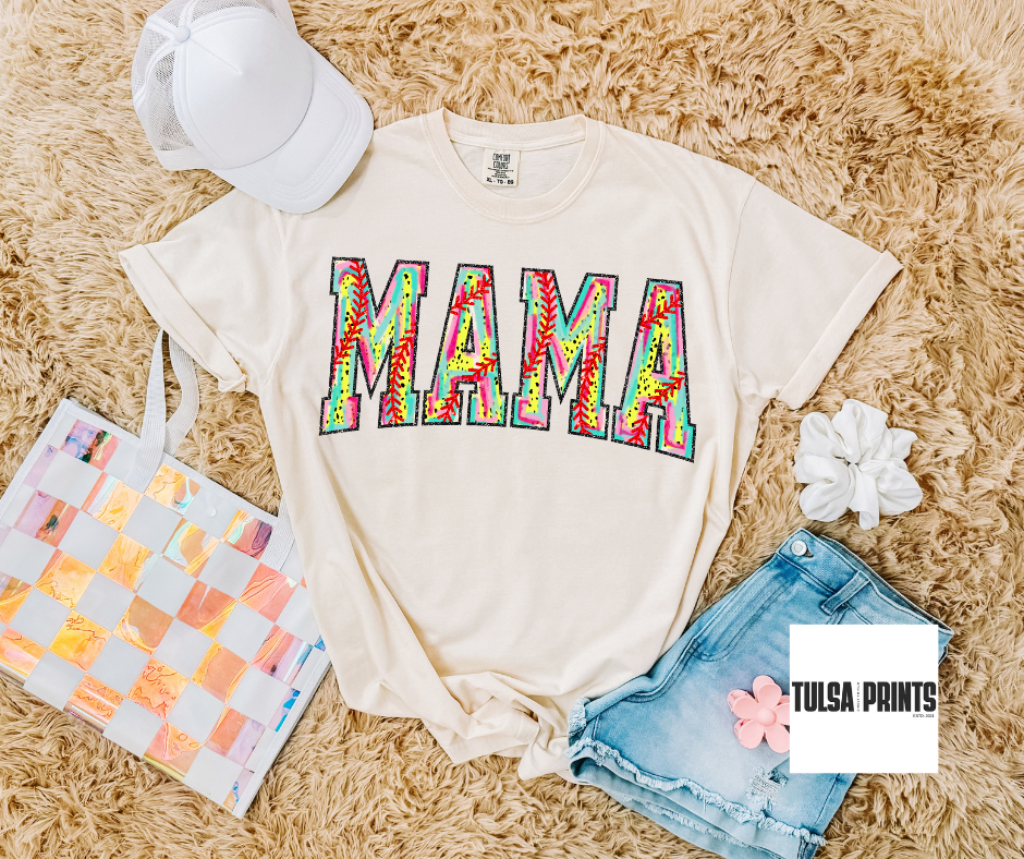 DTF COLORFUL SOFTBALL MAMA TRANSFER