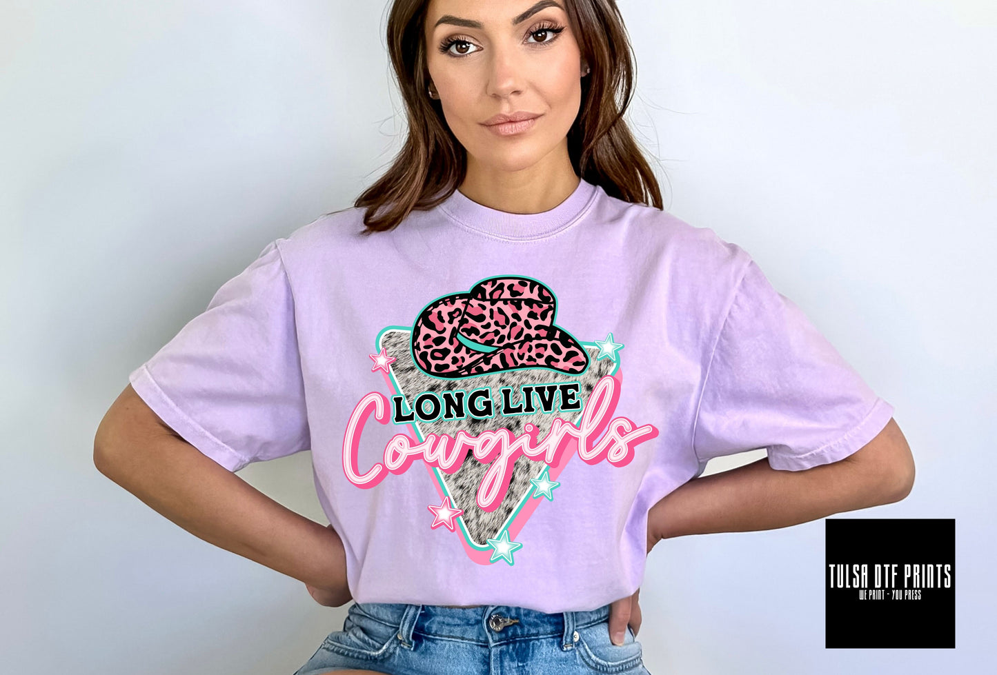 DTF LONG LIVE COWGIRLS LEOPARD HAT TRANSFER