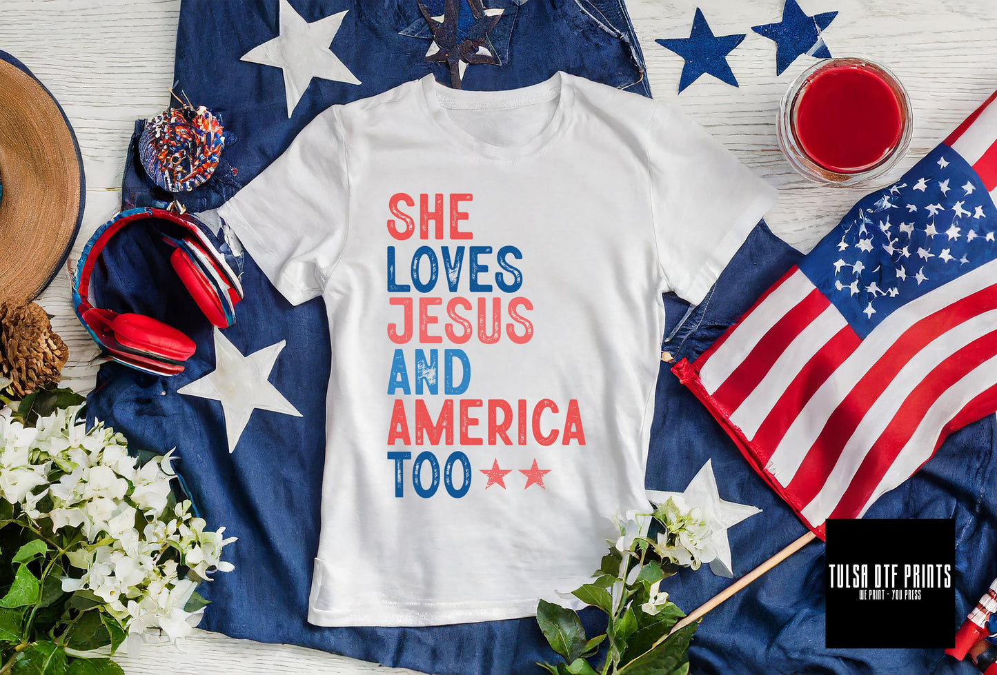DTF SHE LOVES JESUS AND AMERICA TOO TRANSFER