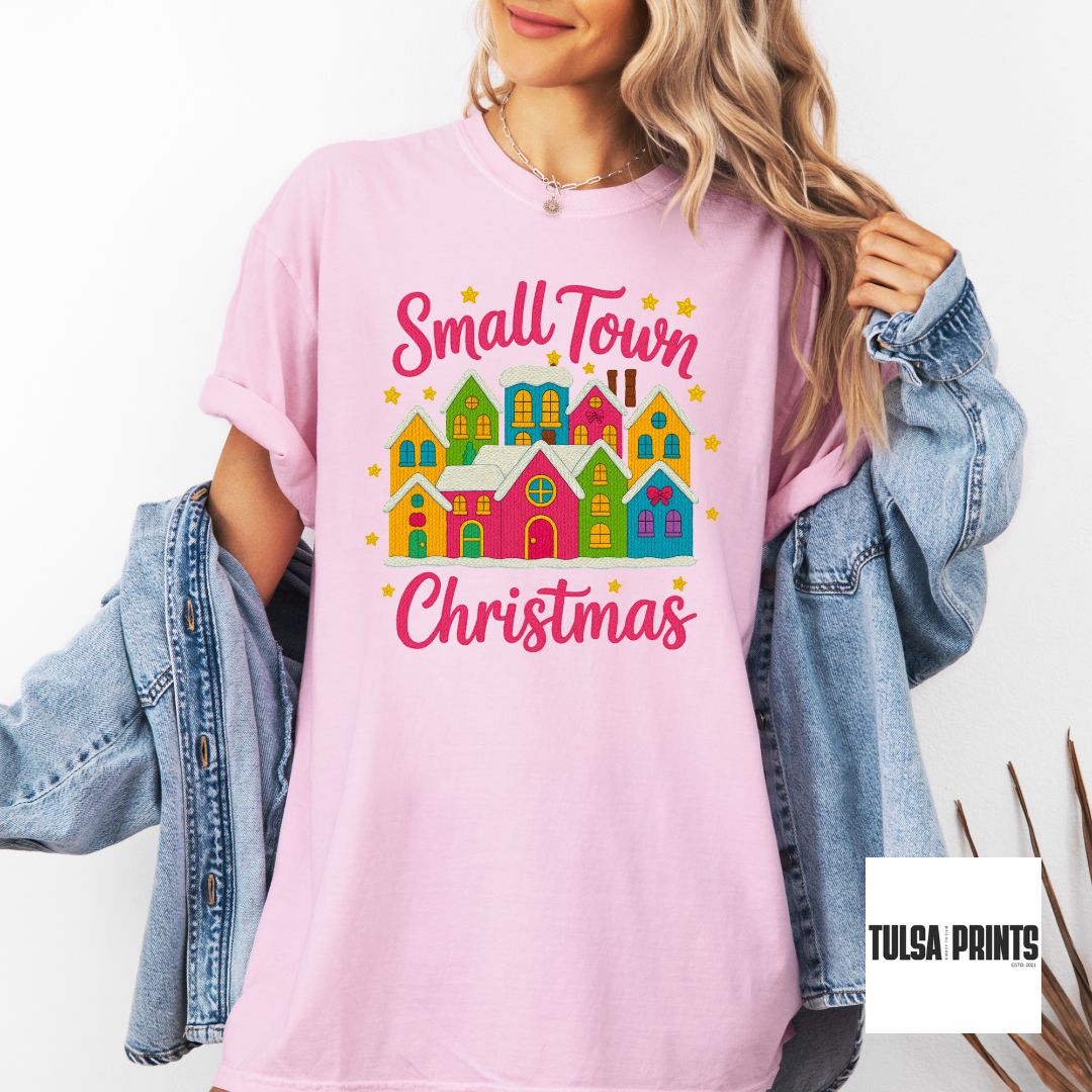DTF SMALL TOWN CHRISTMAS FAUX CROCHET TRANSFER