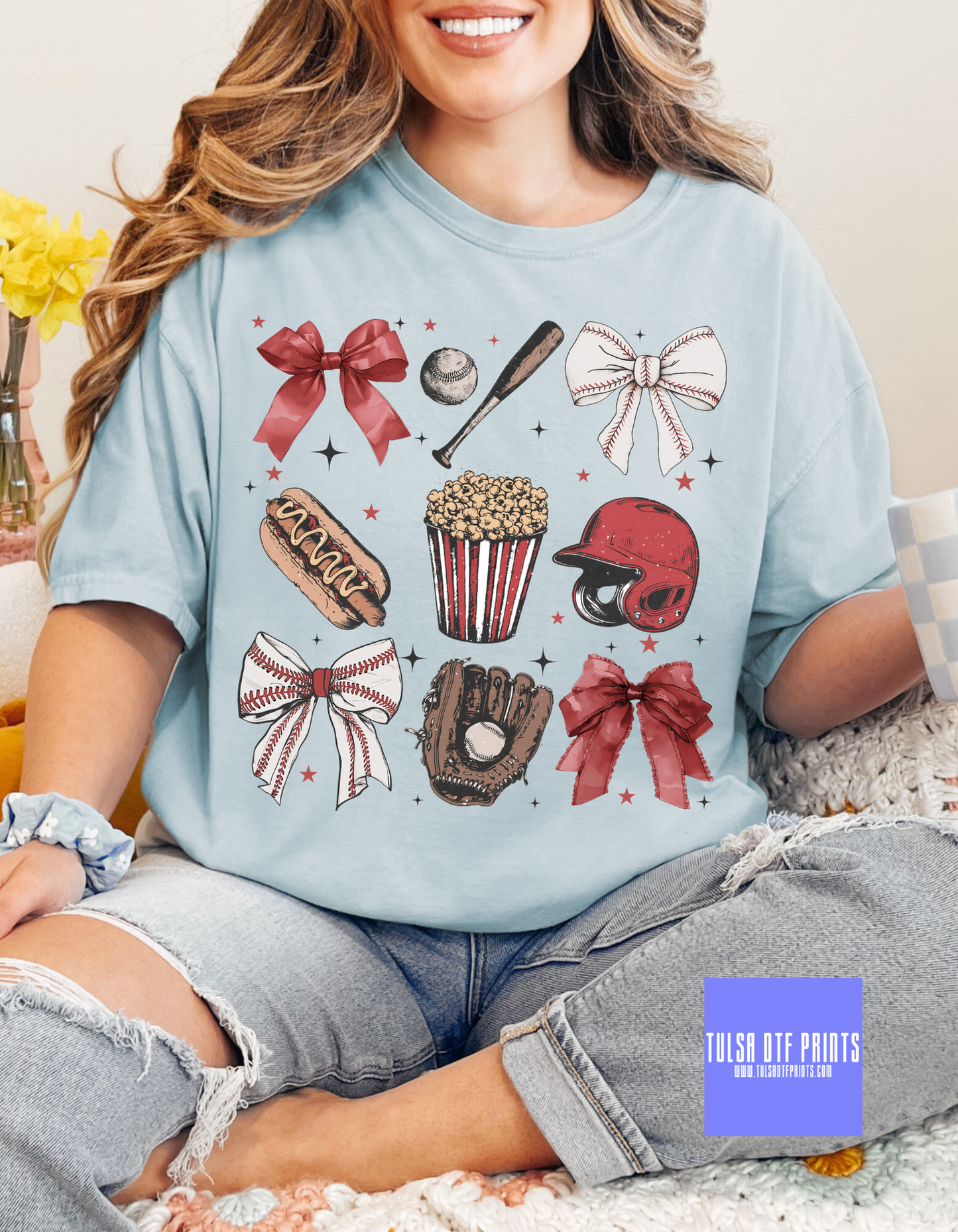 DTF VINTAGE BASEBALL STUFF & BOWS TRANSFER