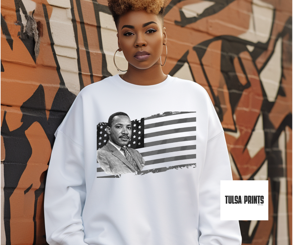 DTF MLK GRAYSCALE FLAG TRANSFER