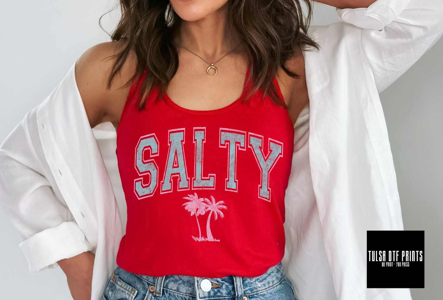 DTF SALTY VARSITY TEXT DISTRESSED TRANSFER