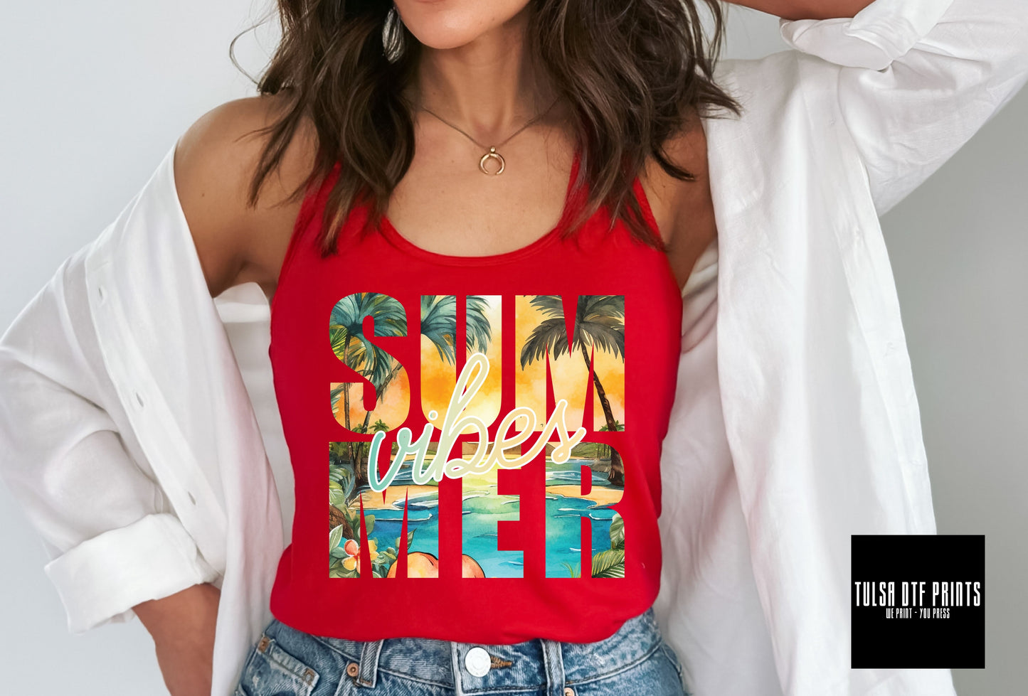 DTF SUMMER VIBES BEACH SUNSET TRANSFER