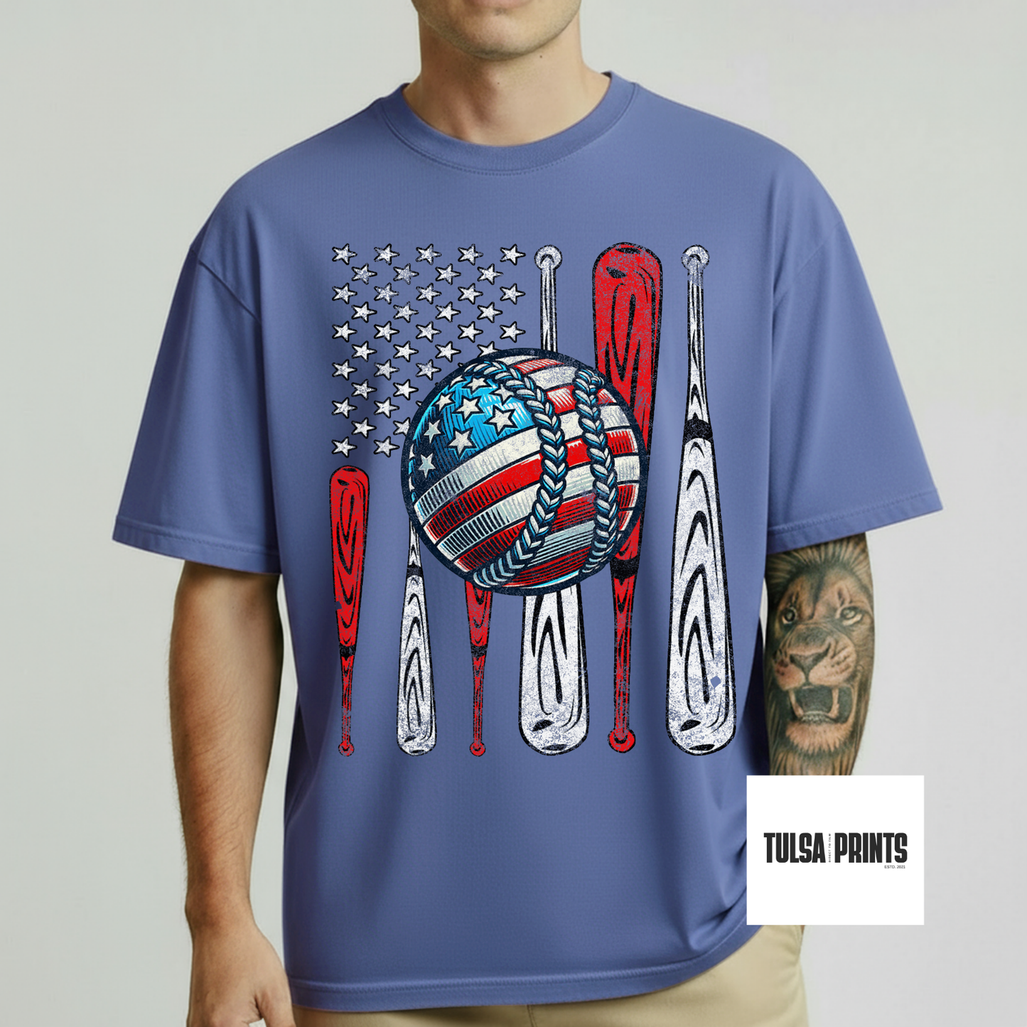 DTF AMERICAN FLAG BASEBALL TRANSFER
