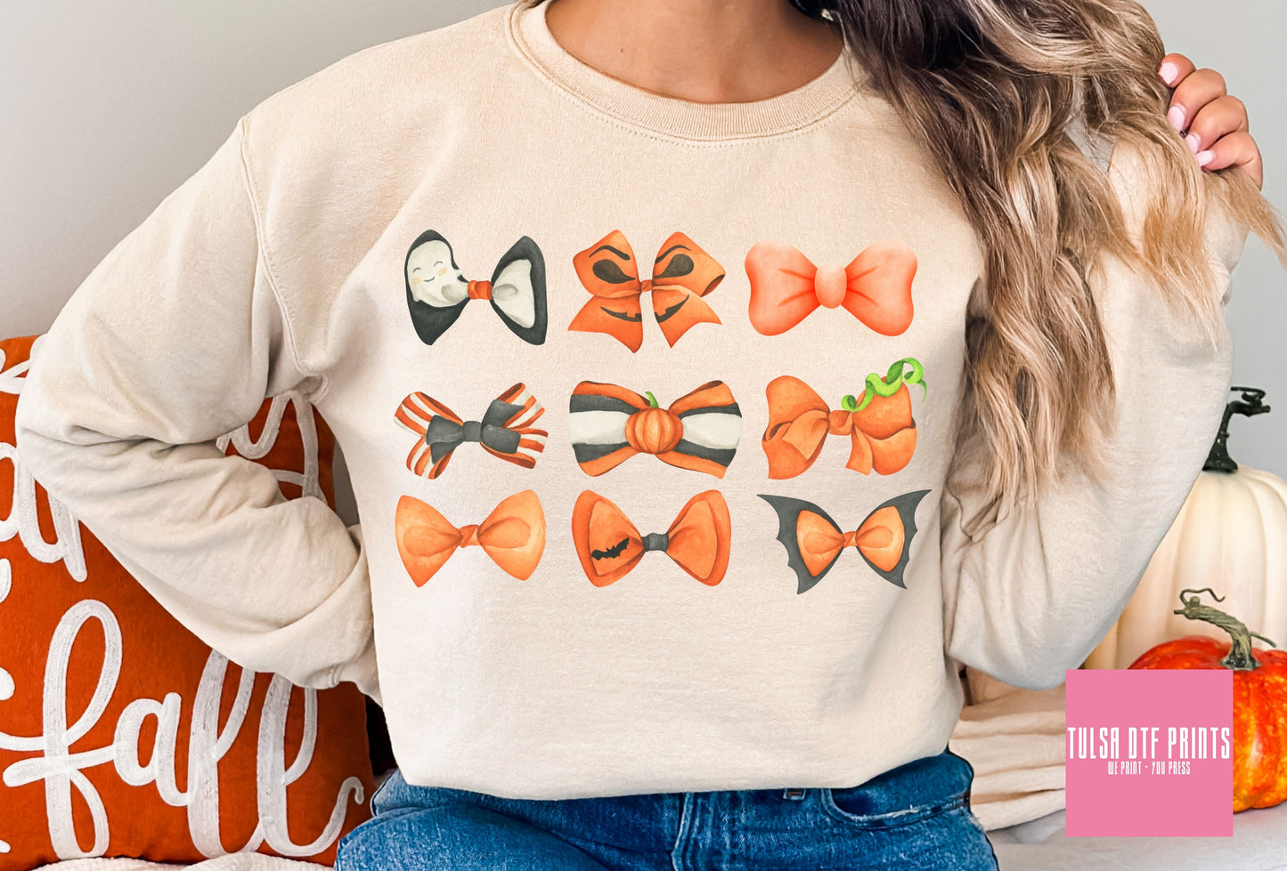 DTF BAT-SHAPED HALLOWEEN BOWS TRANSFER