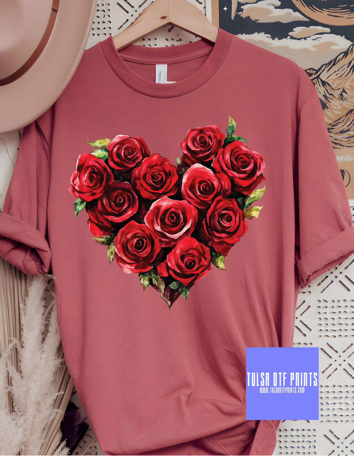 DTF HEART IS FULL OF ROSES TRANSFER