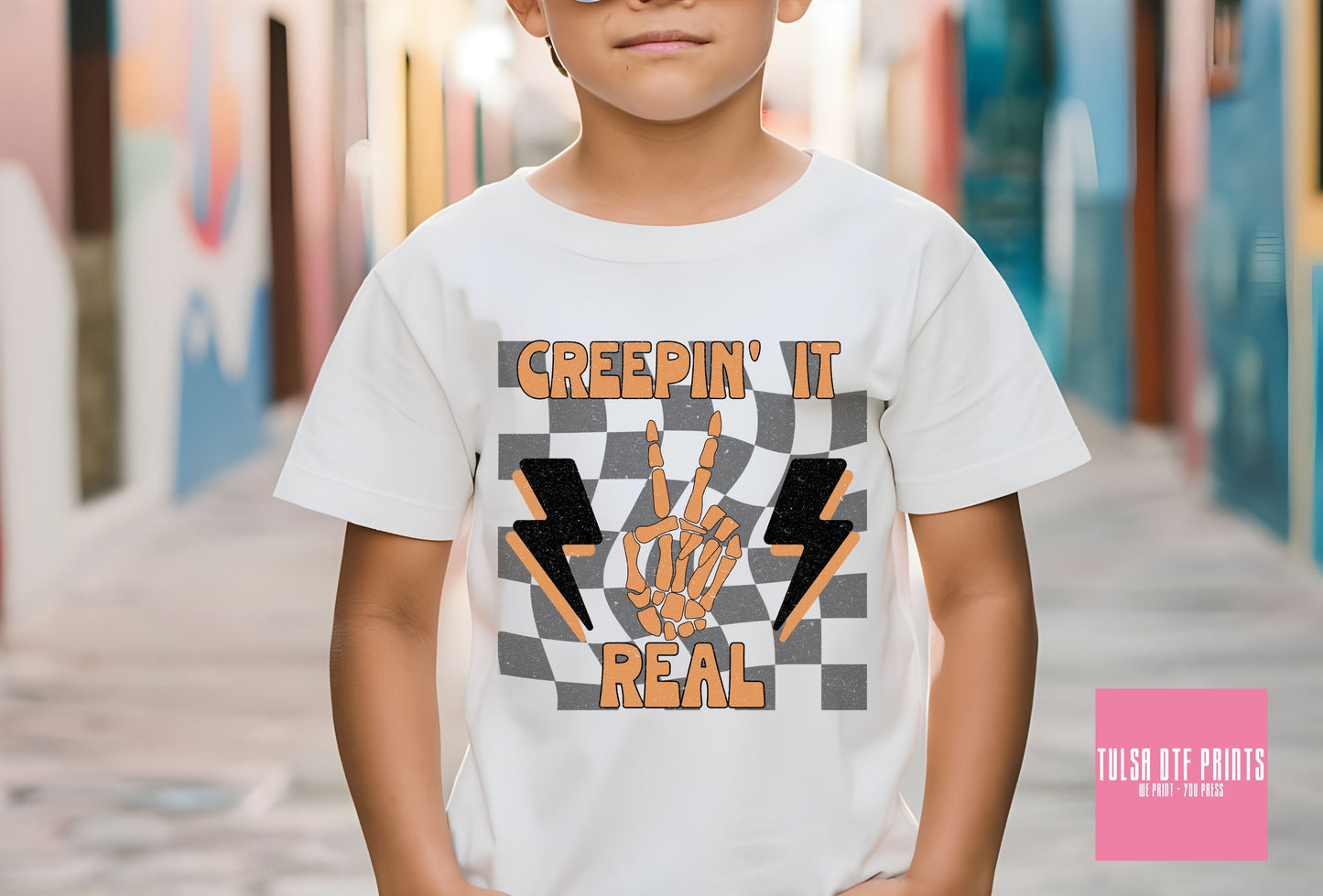 DTF CREEPIN' IT REAL ORANGE/GRAY TRANSFER