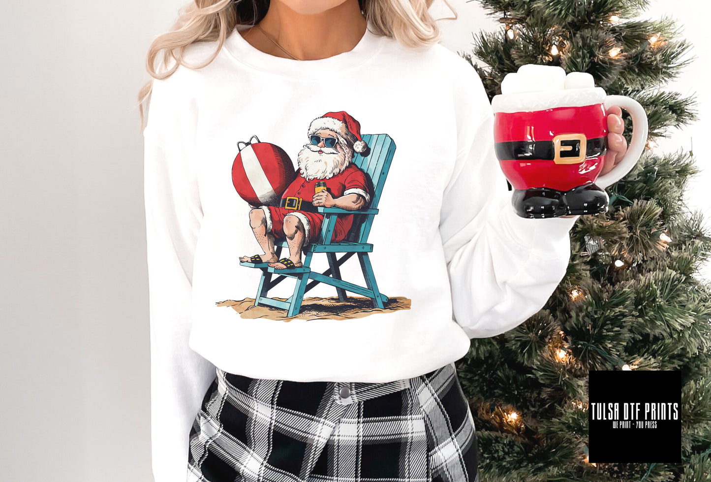 DTF BEACH SANTA CHRISTMAS IN JULY TRANSFER