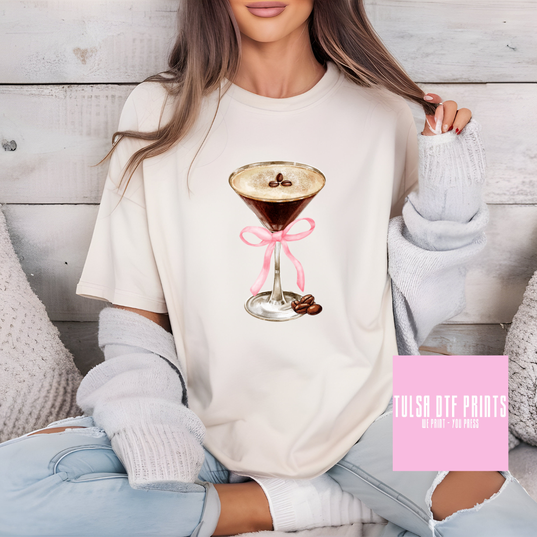 DTF ESPRESSO MARTINI W/ PINK BOW TRANSFER