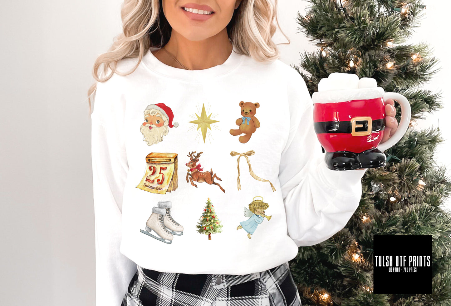 DTF VINTAGE CHRISTMAS COLLAGE TRANSFER