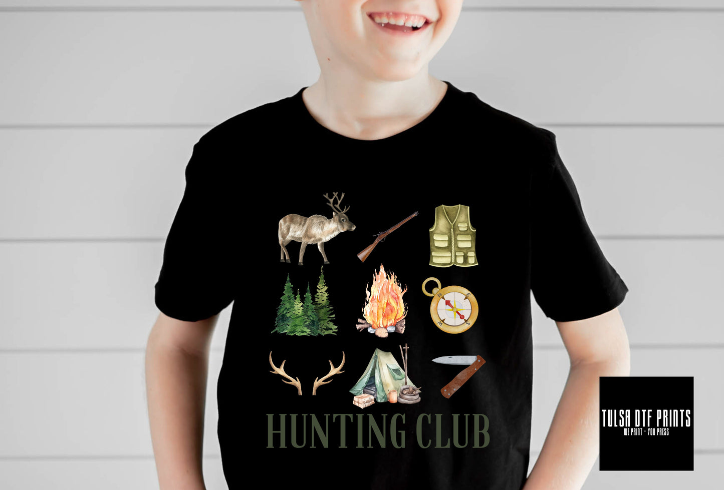 DTF HUNTING CLUB WATERCOLOR COLLAGE TRANSFER