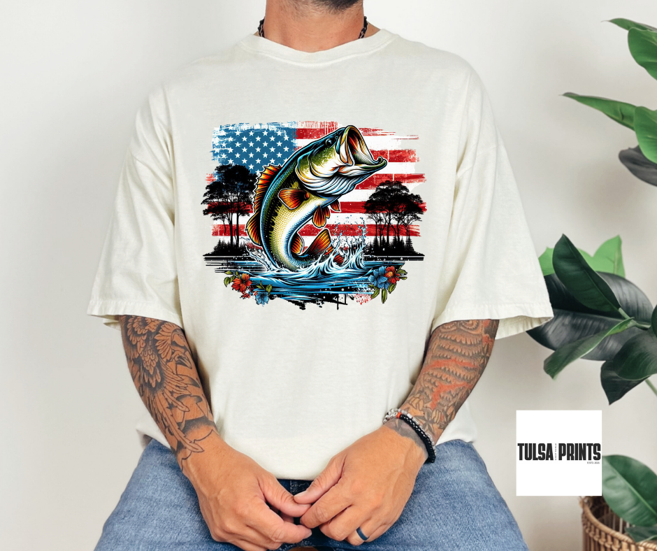 DTF AMERICAN BASS FLAG TRANSFER