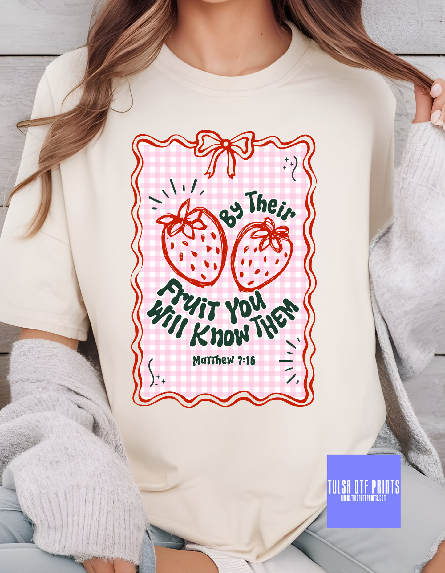DTF BY THEIR FRUIT PINK GINGHAM TRANSFER