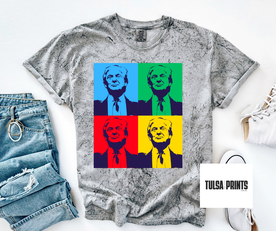 DTF TRUMP RETRO COLORS COLLAGE TRANSFER