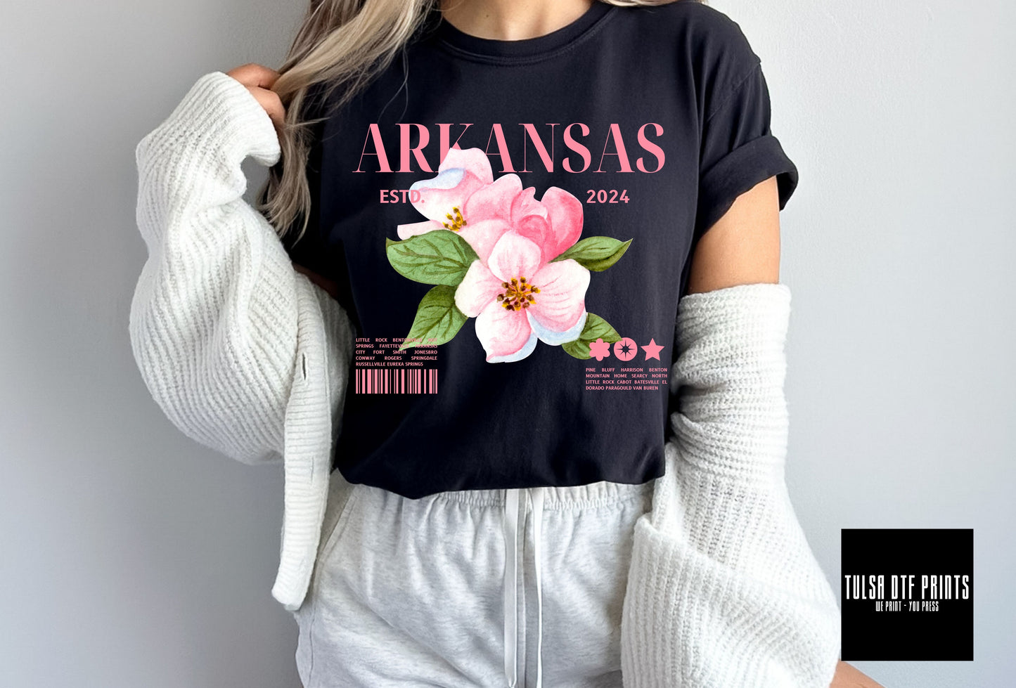 DTF ARKANSAS STATE FLOWER TRANSFER