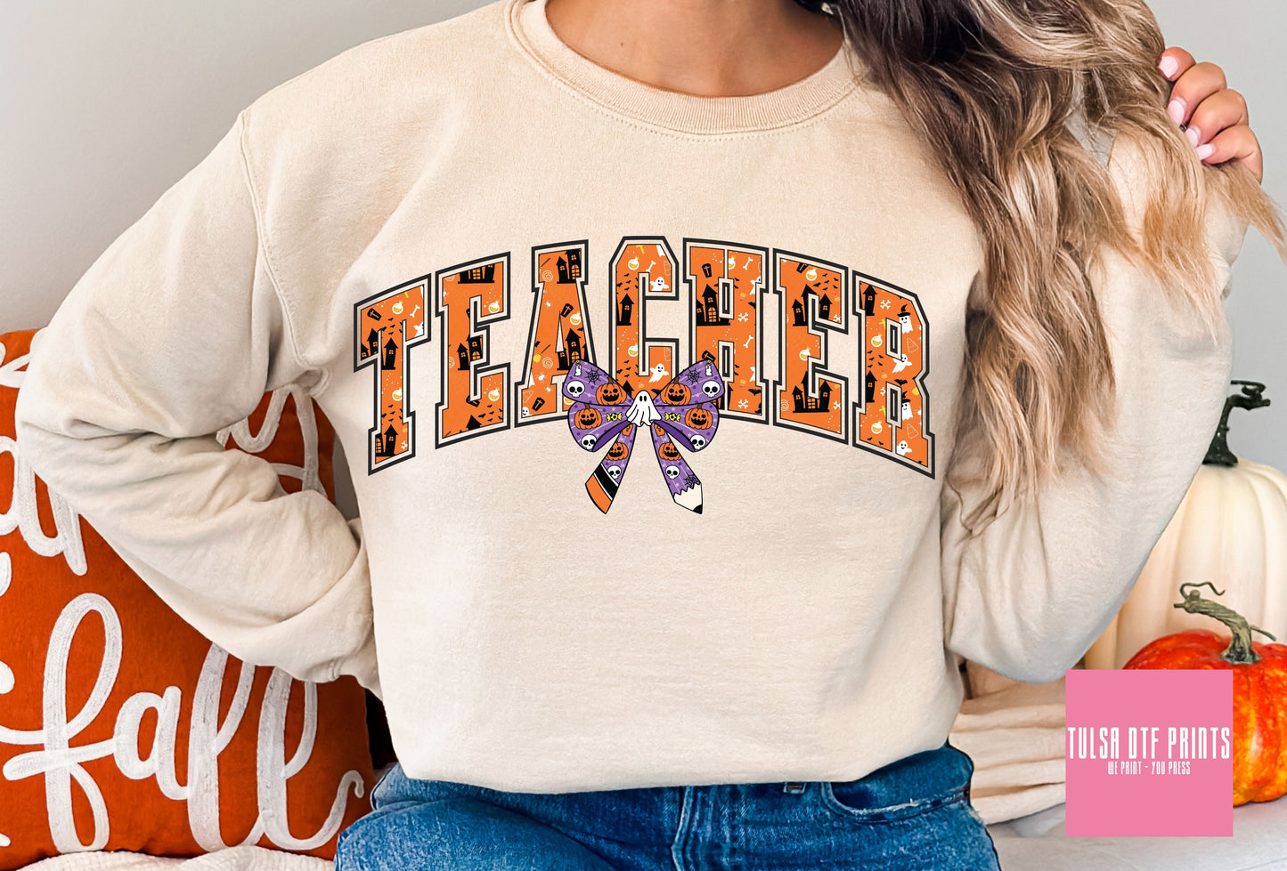 DTF HALLOWEEN TEACHER COQUETTE PENCIL (2 COLORS AVAL.) TRANSFER