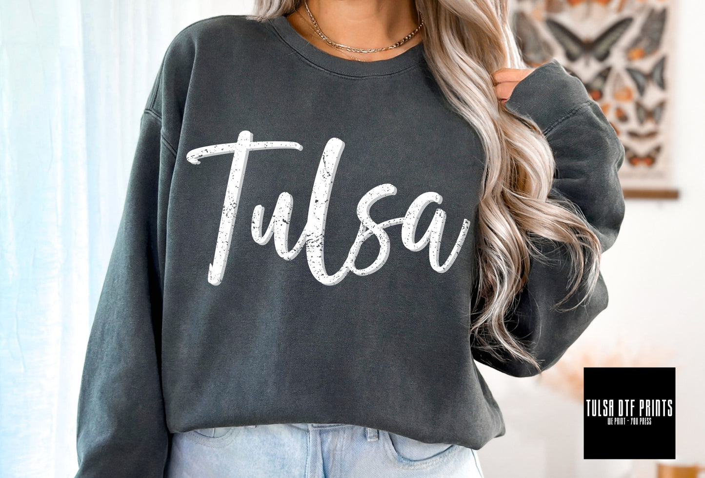 DTF TULSA CURSIVE SHADOW TRANSFER