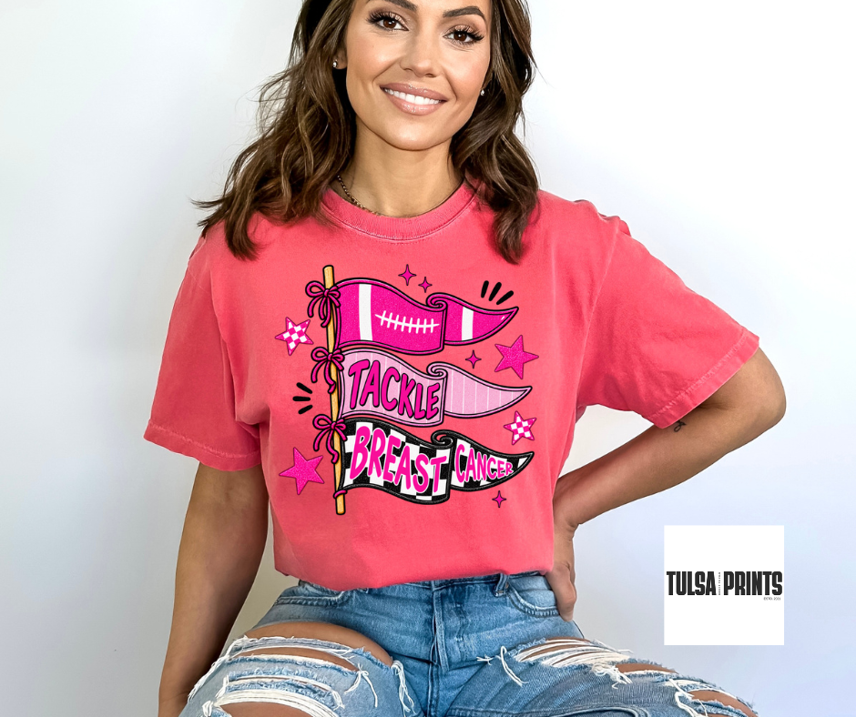 DTF TACKLE BREAST CANCER FLAGS TRANSFER