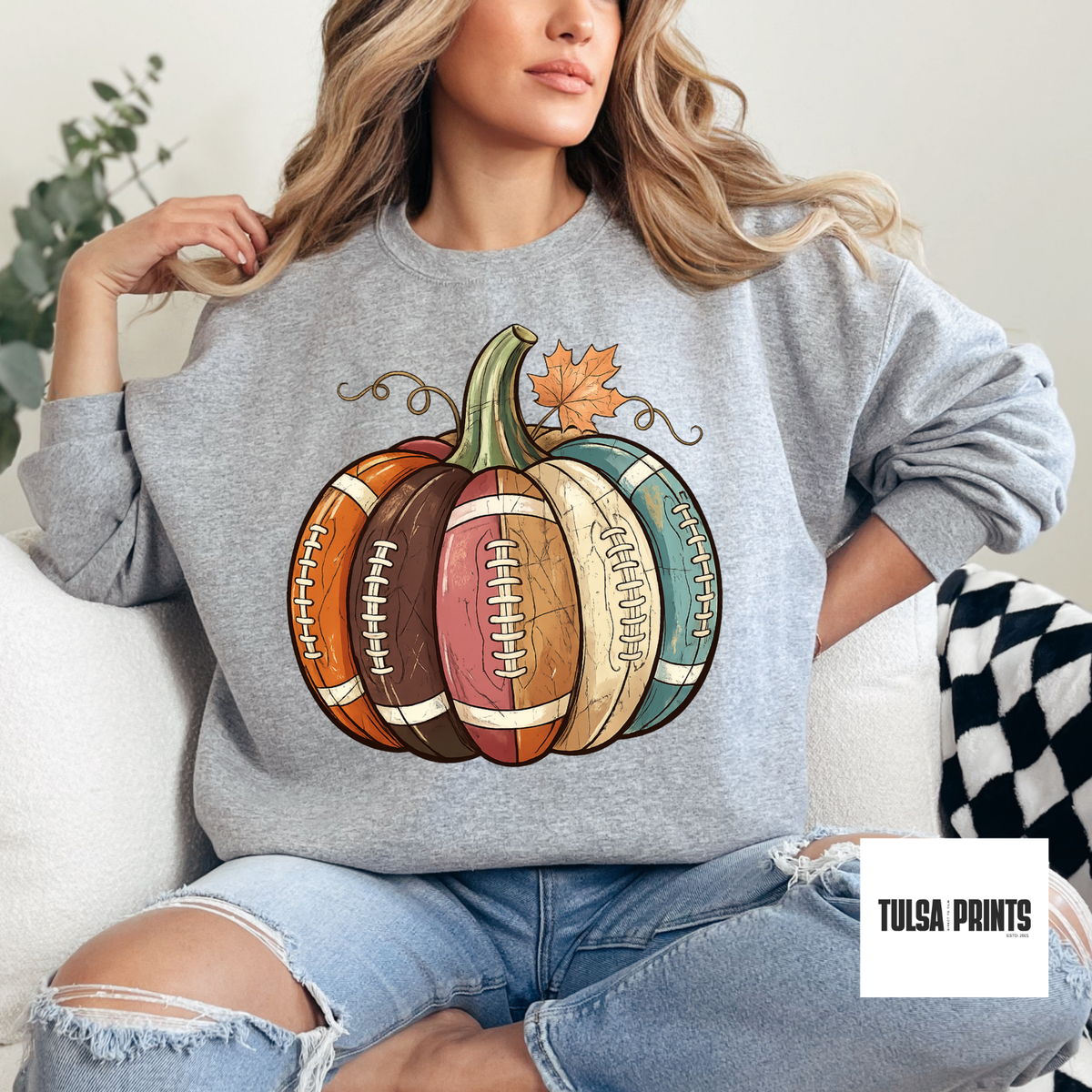 DTF COLORFUL FOOTBALL PUMPKIN TRANSFER