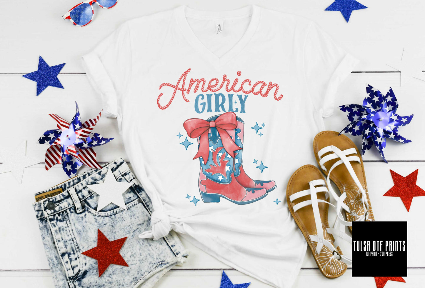 DTF AMERICAN COWGIRL BOOTS GIRLY TRANSFER