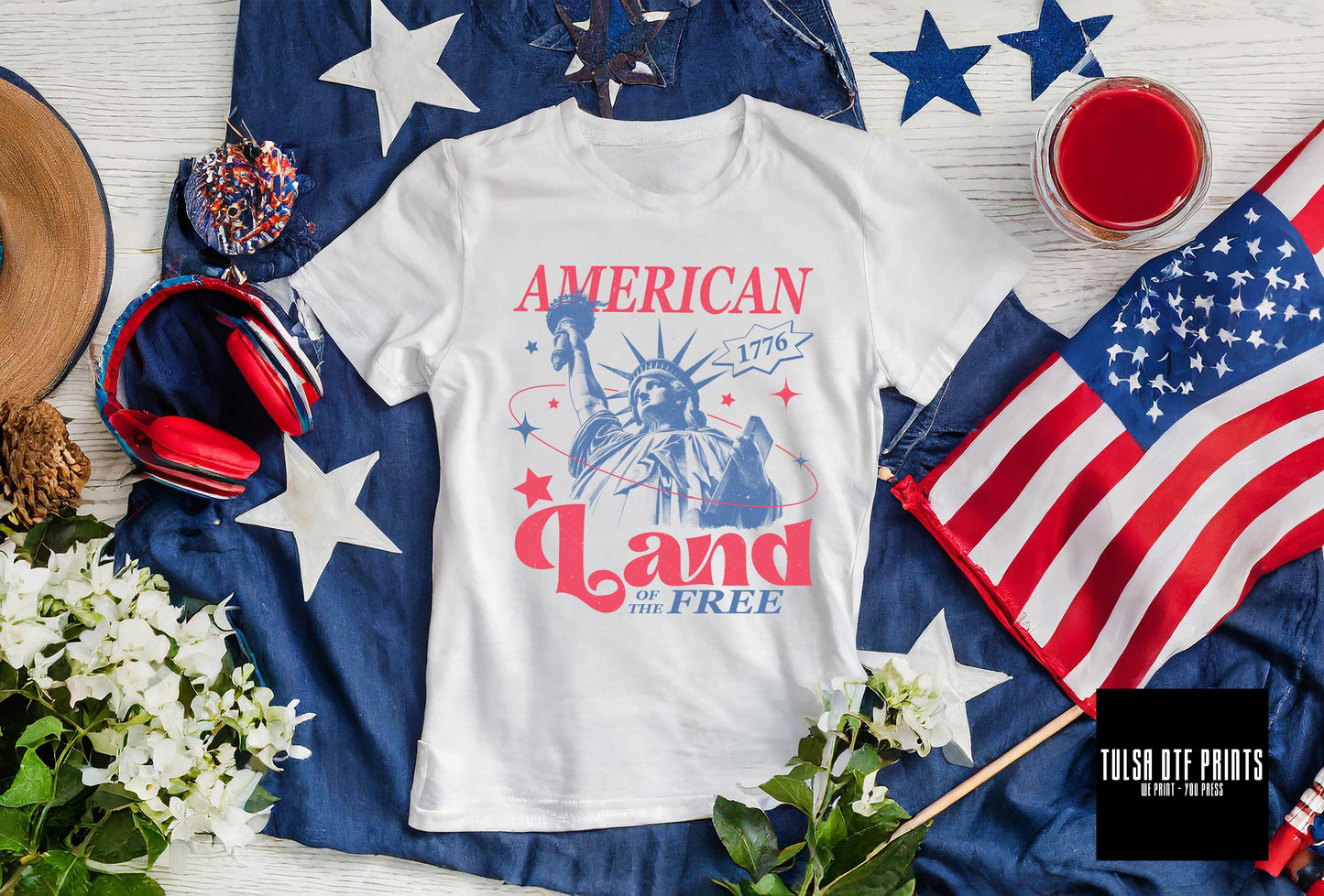 DTF AMERICAN LAND OF THE FREE RETRO TRANSFER