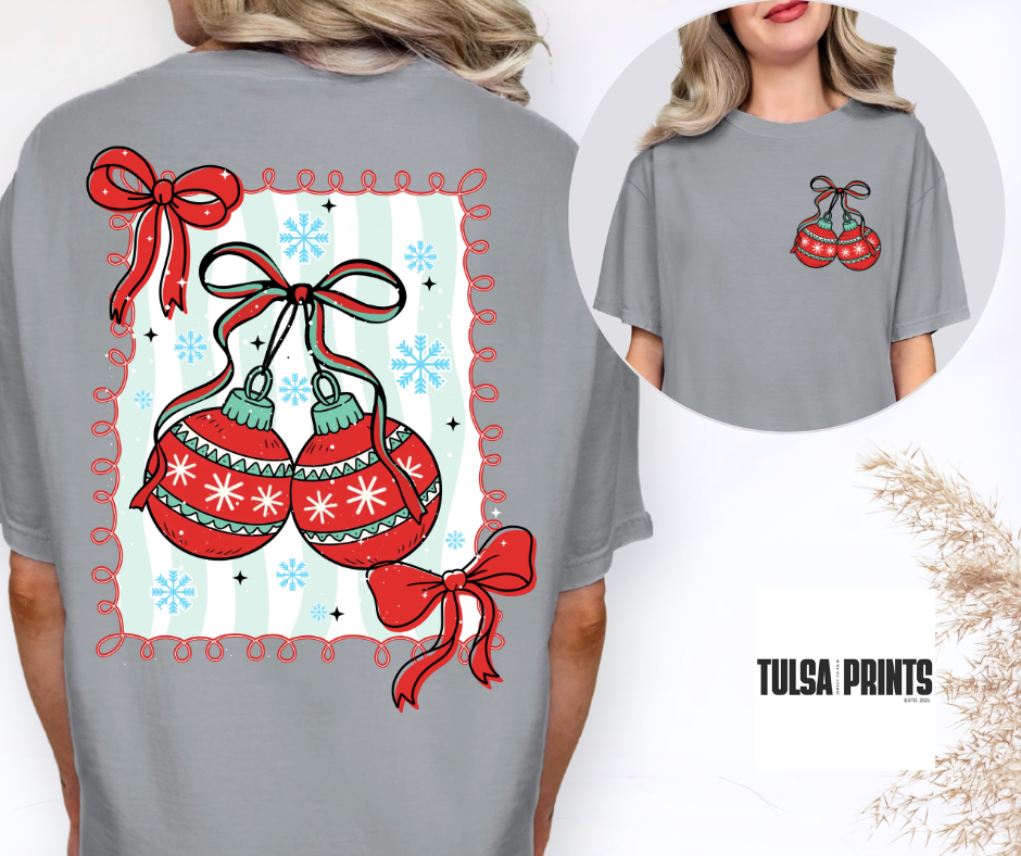 DTF CHRISTMAS ORNAMENTS BOW TRANSFER
