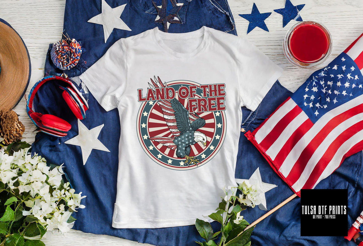 DTF LAND OF THE FREE EAGLE 4TH OF JULY TRANSFER