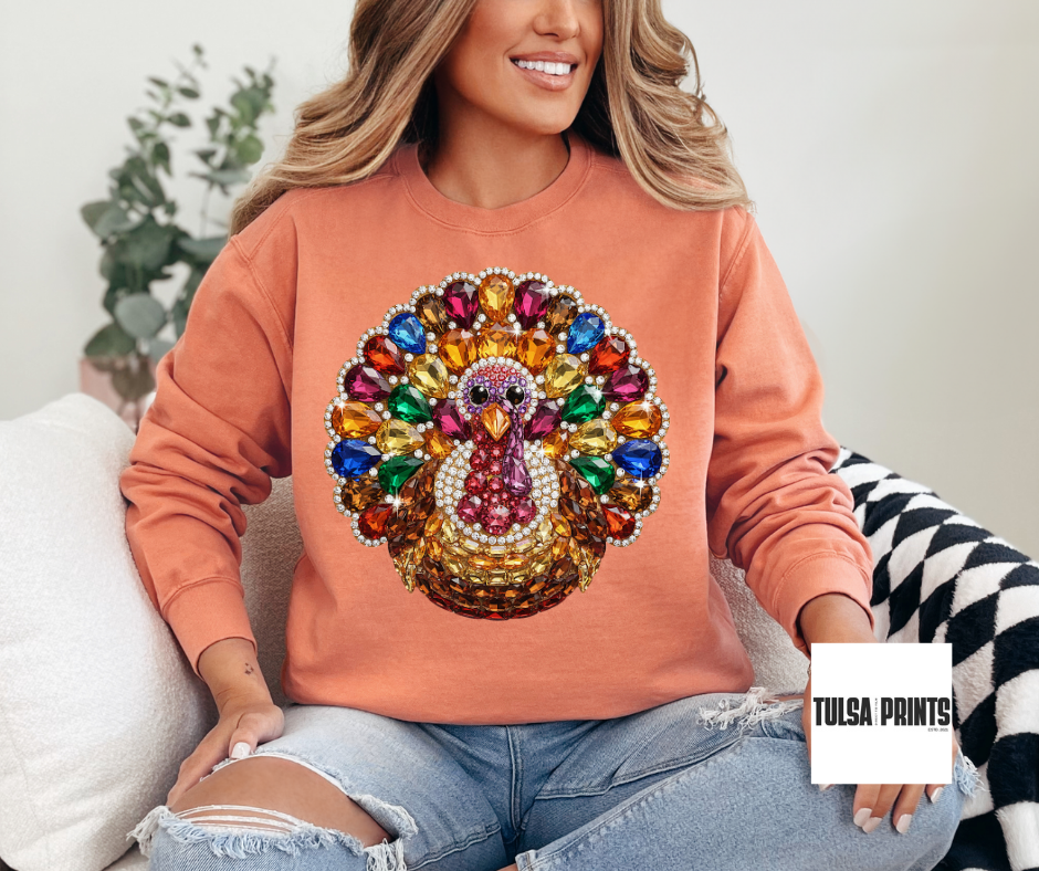 DTF BEDAZZLED TURKEY TRANSFER