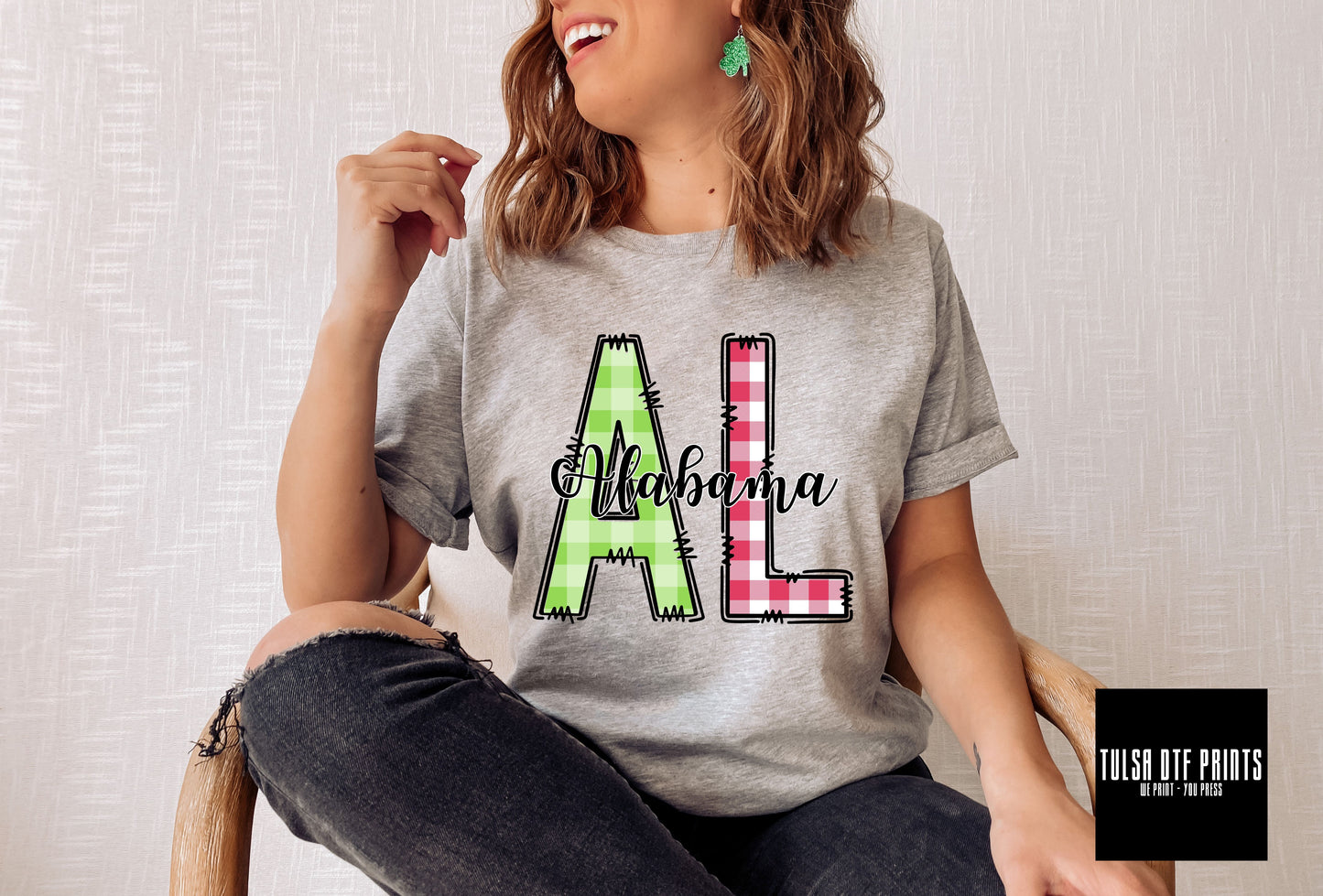 DTF ALABAMA PASTEL GINGHAM/PLAID TRANSFER