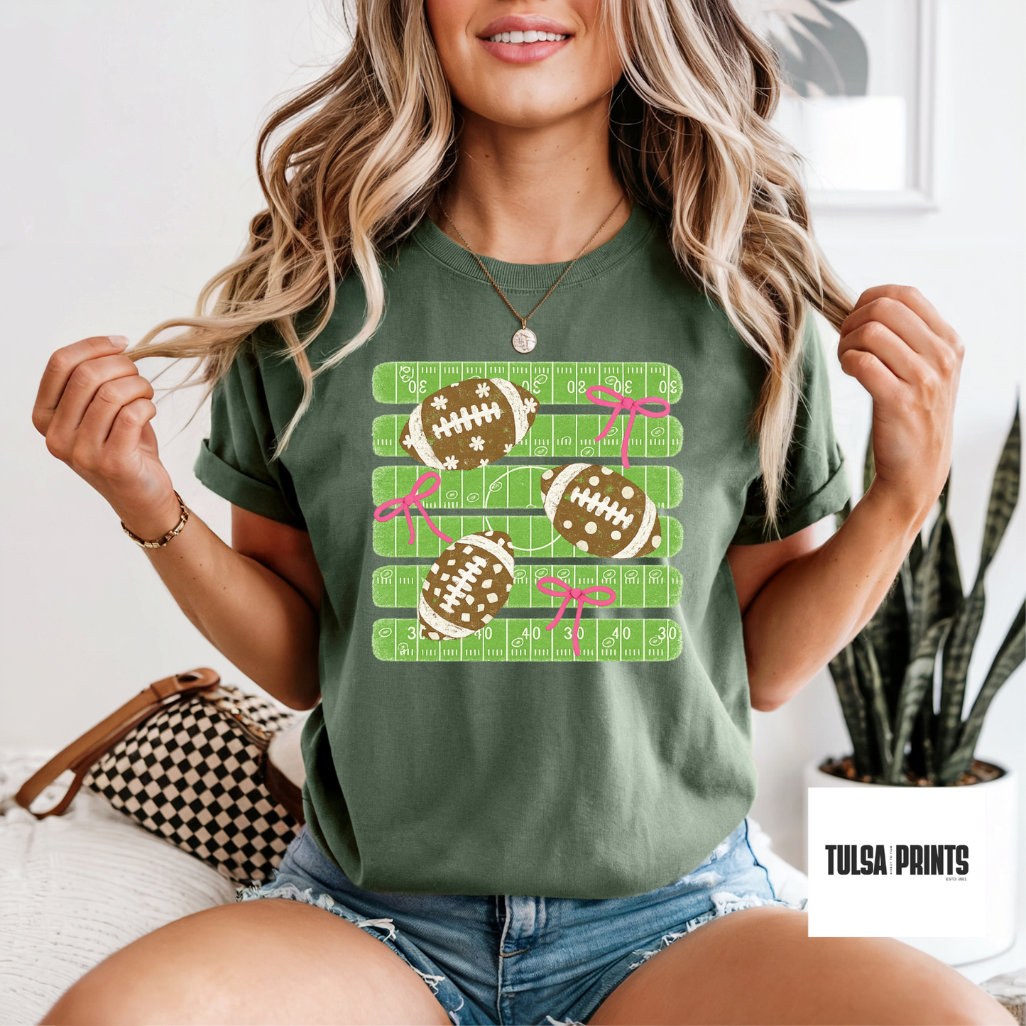 DTF BOWS & FOOTBALL FIELD TRANSFER